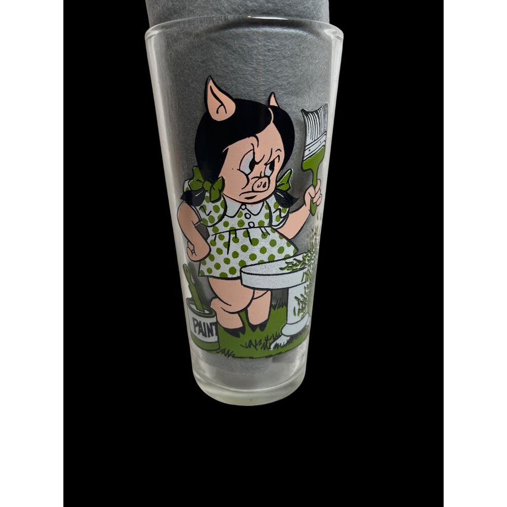 Vintage 1976 Warner Bros Pepsi Collector Series Glass w/ Porky & Petunia Pig - Picture 4 of 5